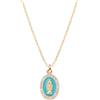 Amen Gioielli, Collana con Medaglia Miraocolosa Smaltata Turchese, Collana Donna Argento 925 Dorata, Zirconi Bianchi, Regalo Donna
