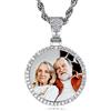 INBLUE Personalizzato Hip Hop Gioielli Memoria Foto Collana Pendente Inciso Testo per Uomo Donna Rame Angelo Ala Rotonda Cuore Zirconi Pendente Corda Catena Regali Personalizzati(Argento, 76 cm)