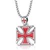 bicup Collana Uomo Donna Gioielli Ciondolo Pendente Necklace Collana Uomo Rosso Ferro Cavaliere Kinghts Templare Ciondolo Crociato Rosso