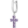 Brosway Orecchino Singolo Donna, Orecchino Pendente in Argento e Magic Purple con Simbolo Croce | Collezione FANCY - FMP20