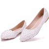 FNKPI, Scarpe Basse da Sposa, Décolleté in Pizzo Bianco da Sposa, Scarpe Casual Ballerine, Scarpe da Sposa con Imitazione di Fiori Adatte per Matrimoni, Feste, Feste da Ballo,Bianca,41 EU