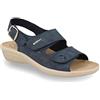 Fly Flot Badia, Ciabatte Donna in Ecopelle, Aperte con Doppio Strappo Regolabile, Sottopiede Anti-Shock in Pelle, Blu, 35, Sandali EU