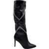 Malu Shoes Stivale Donna Nero Pelle Tacco a Spillo 12 con bocchette Argento Disegno Geometrico Zip Interna (38 EU)