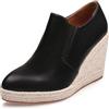 LarDorLin Plateau Zeppa Espadrille Donna Stivaletti Ufficio Loafer Appuntito Comodo Moda Polacchine Heel Nero Numero 37 EU (38 Cn)