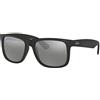 Ray-Ban Rayban Mod. 4165 Sun Justin 622/6G 54 Occhiali da sole rettangolari 54, gomma nero/grigio specchiato argento, Gomma Nero/Grigio-argento a specchio, 54