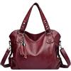 Elsaybro Borsa Donna Tote Tracolla Borse a Spalla Grande Elegante Vintage Pelle Morbida Moda Leggera Casuale Nappa Bordeaux
