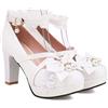 Generisch Mary Janes - Scarpe da donna morbide Lolita Clothes con tacchi alti, in stile Oktoberfest, rotonde, comode e ingombranti, per lavoro, ufficio, matrimonio, danza, 110 bianco, 35 EU
