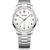 WENGER Orologio da polso da uomo City, Swiss Made, analogico, al quarzo, impermeabile, cinturino in acciaio inossidabile, bianco/argento, Bracciale