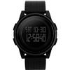 SKMEI Orologio sportivo digitale da uomo, impermeabile fino a 50 m, a LED, militare, multifunzione, cronometro, conto alla rovescia, data e allarme automatico, Nero (Slim), Cinturino