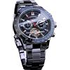FORSINING Orologio meccanico da uomo Tourbillon a carica automatica, giorno data mese calendario completo, tachimetro luminoso orologi automatici multifunzionali, orologio da polso con cinturino in