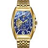 FORSINING Orologio da polso da uomo, rettangolare, con tourbillon, automatico, in acciaio inox, impermeabile, casual, da lavoro, meccanico, Oro blu, Bracciale