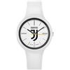 PRESTIGE & DELUXE Orologio da polso Lowell One Gent Juventu Bianconeri Cinturino in silicone bianco - Quadrante 40 mm nero in confezione + portachiave calcio