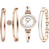 Avaner Set di 4 orologi e bracciale con braccialetto, elegante orologio da donna, A-bianco, Elegante