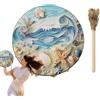 Generic Tamburo sciamanico,Tamburo sciamanico,Tamburo a mano sciamano con conchiglia 'onda marina | Strumento musicale a batteria, include bacchette, strumento a percussione per la scuola domestica