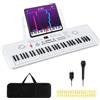 COSTWAY Pianoforte Digitale a 61 Tasti, Pianoforte Elettronica con Supporto, Microfono, Pianoforte Portatile con Adesivi per Tasti e Borsa da Trasporto, per Bambini e Adulti (Bianco)