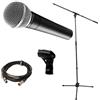 Shure Micros filaires SHURE SM58 LCE + PIED DE MICRO PERCHE + CABLE MICRO Dynamique Main