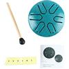 SEAFRONT Tongue Drum Handpan Steel Drum Professional Mini 6 Note Worry Hand Pan Drum Strumento a Percussione con Bacchetta (Verde)