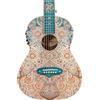 Lindo Sahara Steel String Parlor - Chitarra elettroacustica da viaggio (misura 3/4) | Nautical Star 12th Fret Inlay | Corpo e paletta con finitura grafica artistica | Progettato nel Regno Unito