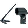 PROEL-Kit Proel DST110BK + APM10 - Base da tavolo triangolare con asta per Microfono, Nero Opaco + Supporto APM10 Reggimicrofono, Nero