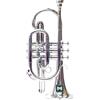 IMI Strumento musicale indiano tromba cornetta 3 valvole, passo in Sib, qualità premium con bocchino e custodia per il trasporto, argento