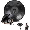 Generic Handpan Professionale in Acciaio 22 - Strumento Musicale A Percussione con Scala Re Minore 9/10/12 Toni - Tamburo A Mano 432Hz 440Hz - Perfetto per Musicisti Yoga Rilassamento(Black,432HZ/9Note)