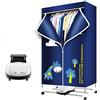 CABINE Asciugatrice per Velivole, Asciugatrice Elettrica da 1500 W Electric Riscaldata Asciugatrice, Porta Asciugatura a Doppio Strato, Cuscinetto 15 Kg/Blue