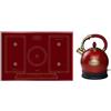 Kaiser Piano cottura a induzione, 77 cm, zona libera, PowerBoost 4,3 KW,Barbecue e Teppan Yakin+WK 2000 Rosso Retro Bollitore di controllo LED 2 L 1800 W Rotazione