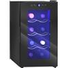 HOMCOM Cantinetta Vino Refrigerata 8 Bottiglie 21L, Cantina Vino Monotemperatura 8-18℃, con Display Touch, Luci LED, Vetro Anti UV, Ripiani Regolabile, Termoelettrico, Classe E, Nero