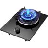 Generico Fornello A Gas Portatile, A GPL/Naturale 1 Bruciatore, Piano Di Lavoro Con Anello Fuoco Da 5,2 KW, Portapentola In Ghisa In Vetro Temperato, Protezione Guasto Della Fiamma(NG)