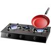 bajrl Fornello A Gas Da Tavolo A 3 Fuochi Con Protezione Antincendio, Superficie In Vetro E Alta Efficienza For GPL, Cucina Domestica