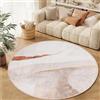TYJDTYR Tappeto rotondo, 100 cm, astratto, bianco sporco, marrone chiaro, marrone scuro, morbido, facile da pulire