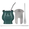 Cuopru Set di tazze e bombilla Yerba Mate - Il set Yerba Mate include una moderna Mate Cup, un set Yerba Mate Shaper, Bombilla Mate (cannucce) e una spazzola per la pulizia (verde militare)
