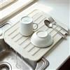 SYNFLUX Tappetino scolapiatti grande in silicone per bancone della cucina, 40 x 35 cm, extra spesso, 2,8 cm, con ampie scanalature dritte, antiscivolo, resistente al calore, inodore, bianco latte