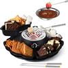 ICRINA Smores Maker & Fonduta Set 2 in 1 Set da tavolo per interni Smores Kit, tostapane marshmallow con controllo della temperatura, 4 vassoi rimovibili e 4 forchette per arrosto e 1 ciotola riscaldata,