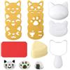 BOXOB Set di 7 Stampi per Palline Riso a Forma Gatto, Stampo Sushi a Forma di Gatto e Triangolo con Cuscinetto in Gomma Set Strumenti Fai Da Te per Palline Riso e Sushi