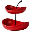 GUASDIE Vassoio per frutta a doppio strato Ciotola per frutta in ceramica a 3 livelli Ciotole da portata in ceramica multistrato con supporto in metallo, vassoio da portata,Rosso,Double Layer