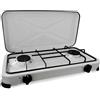 ESTO Fornello per GPL 2 Fuoco Portatile - No metano in Rete - Piano Cottura Compatto da Campeggio, Cucina Esterna, Alta Efficienza, Struttura Robusta, Ideale per Outdoor, Camping, Viaggi (2 Fuochi)