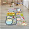 Teppich-Traum Tappeto per bambini città mondo del gioco strade case parcheggi antiscivolo lavabile piatto resistente senza inquinanti facile da curare durevole tappeto educativo grigio 100 x 200 cm