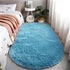 Reyox Tappeto Ovale Moderno Peloso Morbida Soffici Antiscivolo Tappetino a Pelo Lungo per Soggiorno Camera da Letto azzurro 80 x 160 cm