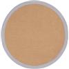 carpetfine Tappeto Sisal Rotondo colore naturale Ø 60 cm tessuto a mano con bordo in cotone grigio chiaro | Tappeto antiscivolo Uni in tessuto piatto di fibre naturali per soggiorno e camera da letto