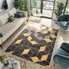 TAPISO Fiesta Tappeto Sala Moderno Salotto Soggiorno Tappeto Taupe Fumo Giallo Marrone Astratto Diamanti Geometrico A Pelo Corto 180 x 260 cm