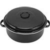 Cyrank Teglia Rotonda con Coperchio, Teglia con Griglia Pentola Per Barbecue Nera Teglia Per Arrosti con Coperchio Teglia Antiaderente con Coperchio E Ripiano Per Patate Dolci Arrosto, Castagne(28cm)