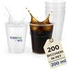 G.M. DISTRIBUZIONE 200 Bicchieri da 200 Ml Trasparenti in PET Riutilizzabile, Lavabili, Per Acqua, Birra, Vino, Yogurt, Bicchieri Multiuso per Bar e Lounge Bar