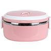 yaogohua Lunch Box Termico per Adulti, Lunch Box Bento, Scatola Termica per Alimenti Caldi Impilabili, Lunchbox Rotondo in Acciaio Inossidabile 304, Contenitori per Alimenti Sigillati(Rosa a strato singolo)