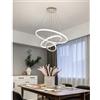TOT ELECTRIC Lampadario sospeso led 100w 3 cerchi pendente cerchio rotondo con anelli bianco design moderno per camera salotto (Luce Fredda)