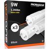 Eurocali 3x Tubo LED T8 9w 60cm Alta Luminosità 1350 lumen Fascio Luminoso 320° - Bianco Caldo 3000K - Sostituzione Neon