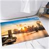 FSDGY Tappetino Antiscivolo per Il Bagno,Soffice Tappeto da Bagno in Microfibra,Assorbente,Il ponte di Brooklyn e lo skyline di Lower Manhattan al tramonto, visti dal ponte di,60x90 cm