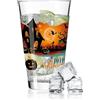 GRAVURZEILE Leonardo - Bicchiere da acqua con stampa UV, design a casa stregata, in vetro stampato con motivo di Halloween, regalo per bambini, ragazzi e ragazze, adatto per feste di Halloween