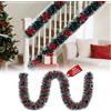 UISEBRT Ghirlanda natalizia artificiale con 24 fiocchi rossi, ghirlanda decorativa per albero di Natale, accessori per feste, giardino, matrimoni, camino, scale, verde scuro, 8 m