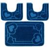 PARAMAISON Tappeti Bagno 3 Pezzi, Coordinati Design Cuori Morbido Antiscivolo Pelo Corto | Blu